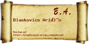Blaskovics Arián névjegykártya